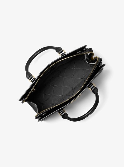 Sheila Medium Logo Satchel in BLACK | Michael Kors