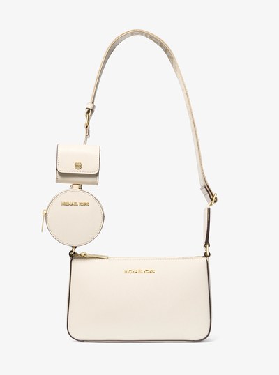 Bolsa cruzada Jet Set de piel Saffiano con estuche para Apple Airpods Pro in CREMA CLARO | Michael Kors