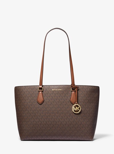 Sheila Large Signature Logo Tote Bag in BROWN | Michael Kors