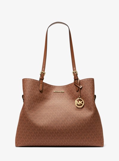 Lenox Large Signature Logo Tote Bag in LUGGAGE | Michael Kors