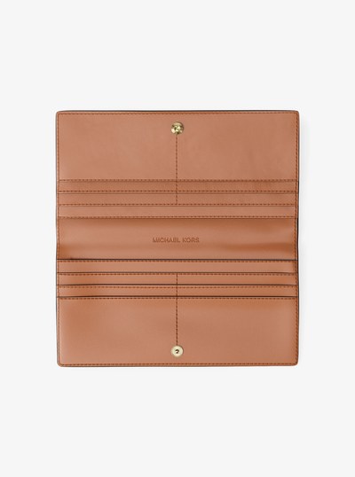 Carson Large Pebbled Leather Wallet in LUGGAGE | Michael Kors