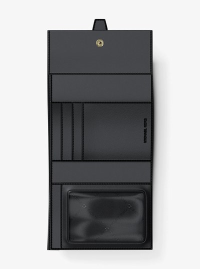Greenwich Medium Saffiano Leather Trifold Wallet in BLACK - Sale