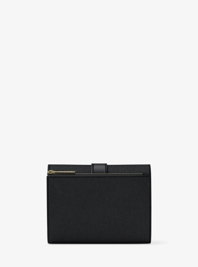 Billetera Greenwich mediana con tres pliegues de piel saffiano in NEGRO | Michael Kors