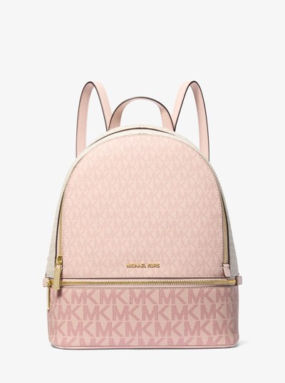Sac &agrave; dos Rhea de taille moyenne &agrave; blocs de couleurs et &agrave; logo Signature in ROSE POUDR&Eacute; MULTI | Michael Kors
