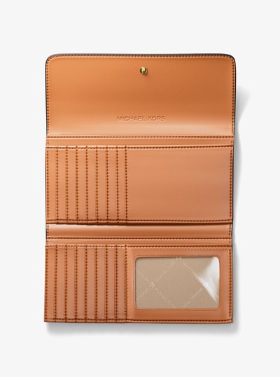 Jet Set Large Signature Logo Tri-Fold Wallet in CAMEL MLT | Michael Kors
