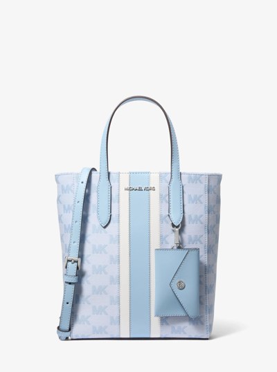 Vincent Small Logo Jacquard Tote Bag with Card Case in LIGHT SKY | Michael Kors