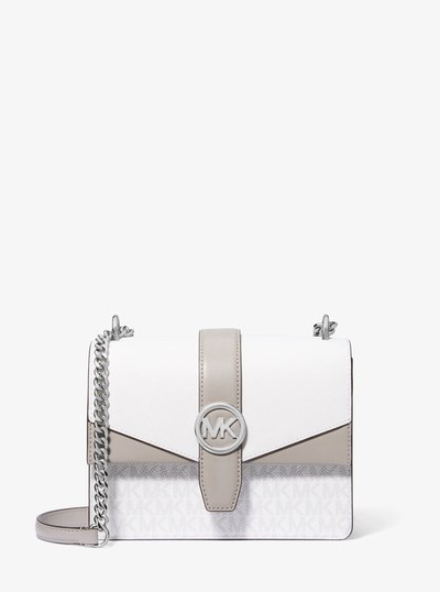 Greenwich Small Color-Block Signature Logo Crossbody Bag in OPTIC WHITE | Michael Kors