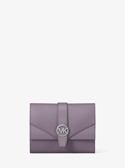 Greenwich Medium Leather Trifold Wallet in LILAC | Michael Kors