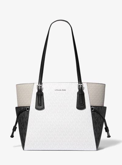 Voyager Large Color-Block Signature Logo Tote Bag in OPWHT MULTI | Michael Kors