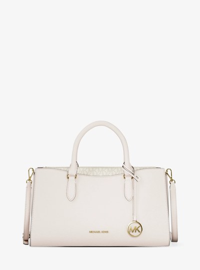 Arden Medium Leather Top-Zip Satchel in LT CREAM - Sale | Michael