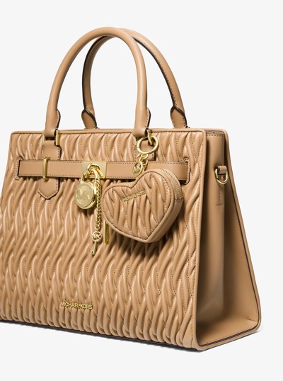 Jet Set Travel Matelass&eacute; Heart Coin Pouch in CAMEL | Michael Kors
