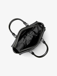 Arden Medium Pebbled Leather and Signature Logo Top-Zip Satchel