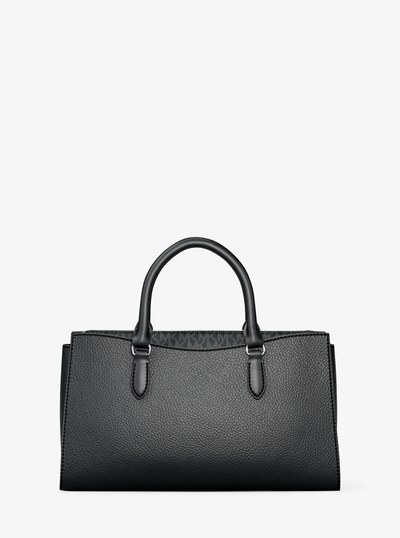 バッグ MICHAEL KORS Arden Medium Pebbled Leather and Signature Logo Top-Zip Satchel in