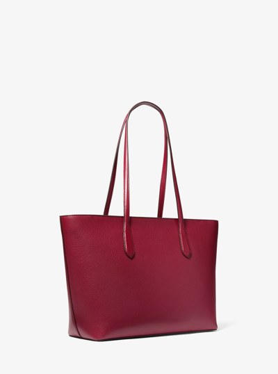 Arden Large Pebbled Leather Tote Bag in MAROON | Michael Kors