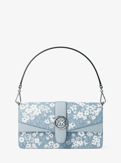 Greenwich Medium Printed Signature Logo Convertible Shoulder Bag in PALE OCEAN | Michael Kors