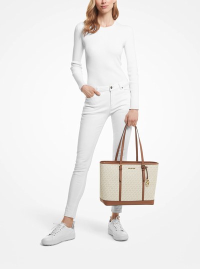 Bolso tote Jet Set Travel grande con logotipo in VAINILLA | Michael Kors