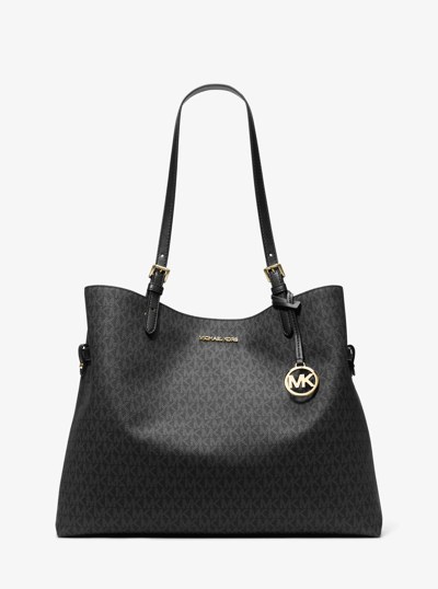Lenox Large Signature Logo Tote Bag in BLACK | Michael Kors