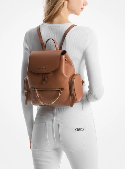 Sac &agrave; dos Jet Set de taille moyenne en cuir grain&eacute; in LUGGAGE | Michael Kors