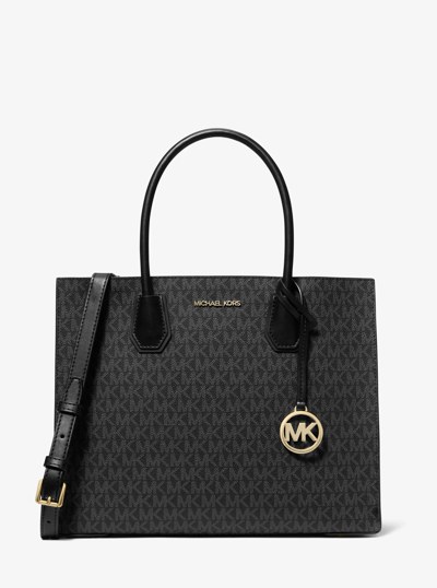Mercer Large Logo Accordion Tote Bag in BLACK | Michael Kors