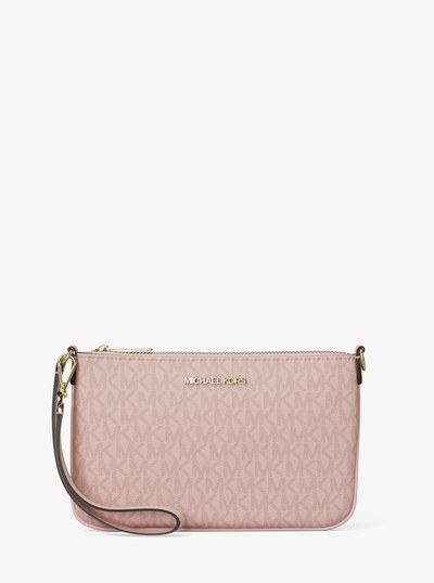 Petite pochette-bracelet convertible Jet Set &agrave; logo Signature in ROSE POUDR&Eacute; | Michael Kors