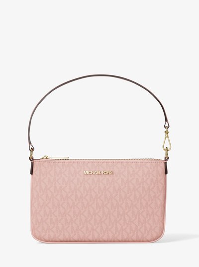Petite pochette-bracelet convertible Jet Set &agrave; logo Signature in ROSE POUDR&Eacute; | Michael Kors