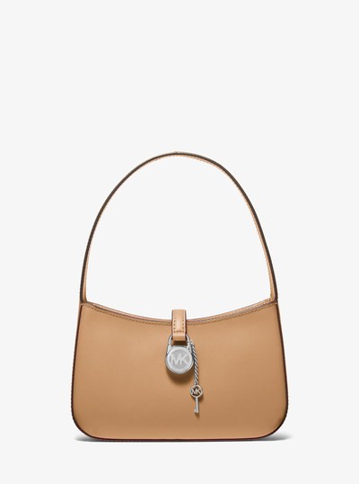 Lyra Small Leather Pochette in PEANUT | Michael Kors