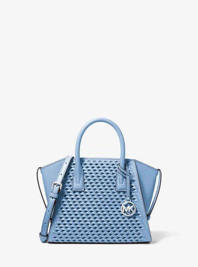 Avril Small Woven Satchel in LIGHT SKY | Michael Kors