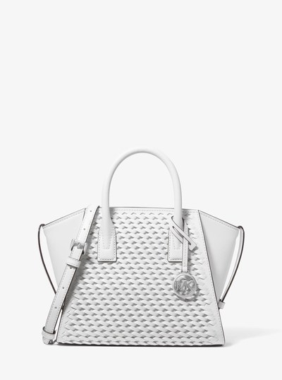 Avril Small Woven Satchel in OPTIC WHITE | Michael Kors