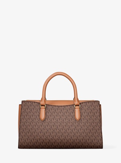 Arden Medium Signature Logo Top-Zip Satchel in BROWN - Sale