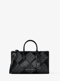 Mirella Small Woven Signature Logo Satchel