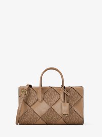 Mirella Small Woven Signature Logo Satchel