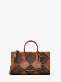 Mirella Small Woven Signature Logo Satchel