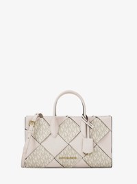 Mirella Small Woven Signature Logo Satchel