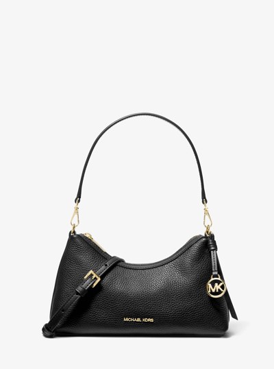 Sammy Small Pebbled Leather Convertible Crossbody Bag in BLACK