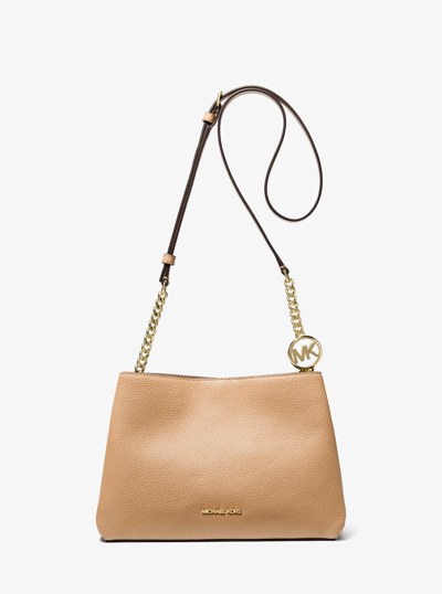 Christina Small Pebbled Leather Crossbody Bag in CAMEL | Michael Kors