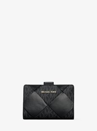 Jet Set Travel Medium Woven Signature Logo Wallet