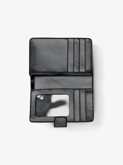 Jet Set Travel Medium Woven Signature Logo Wallet in BLACK | Michael Kors