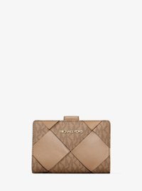 Jet Set Travel Medium Woven Signature Logo Wallet