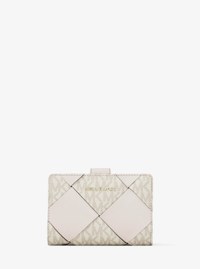 Jet Set Travel Medium Woven Signature Logo Wallet