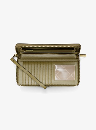 Jet Set Travel Large Pebbled Leather Wristlet in OREGANO | Michael Kors