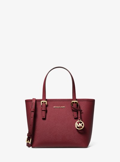 Jet Set Travel Extra-Small Saffiano Leather Top-Zip Tote Bag in OXBLOOD | Michael Kors