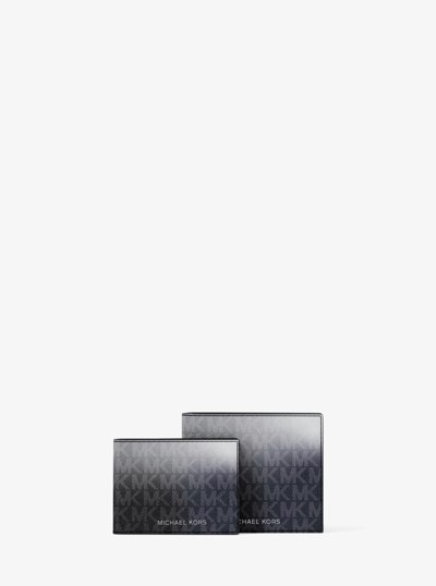 Cooper Ombr&eacute; Signature Logo Billfold Wallet With Passcase in BLACK COMBO | Michael Kors