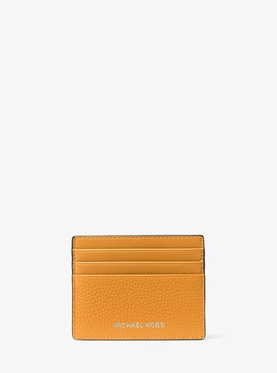 Cooper Pebbled Leather Tall Card Case in POP ORANGE | Michael Kors