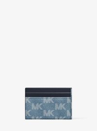 Billetera Cooper mediana de denim con logotipo en jacquard