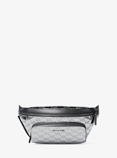 Cooper Medium Metallic Logo Debossed Utility Sling Pack in SILVER | Michael Kors
