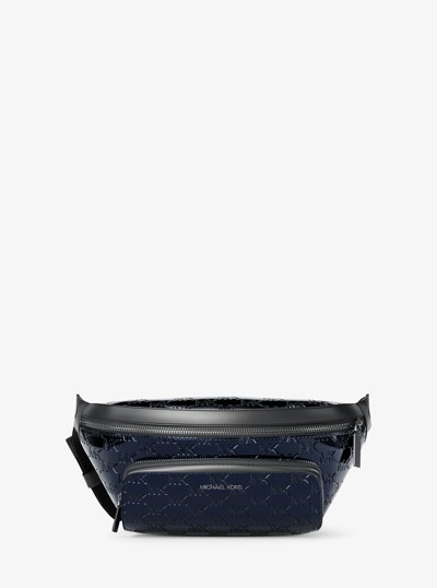 Cooper Medium Metallic Logo Debossed Utility Sling Pack in AZUL MARINO | Michael Kors
