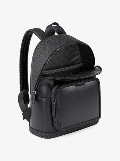 Sac &agrave; dos de transport Cooper de taille moyenne en cuir grain&eacute; &agrave; logo Signature in NOIR | Michael Kors