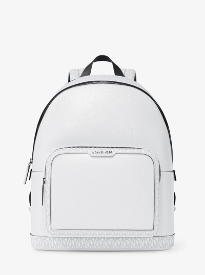 Sac &agrave; dos de transport Cooper de taille moyenne en cuir grain&eacute; &agrave; logo Signature in BLANC &Eacute;CLATANT | Michael Kors