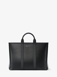 Cooper Medium Pebbled Leather and Signature Logo Tote Bag