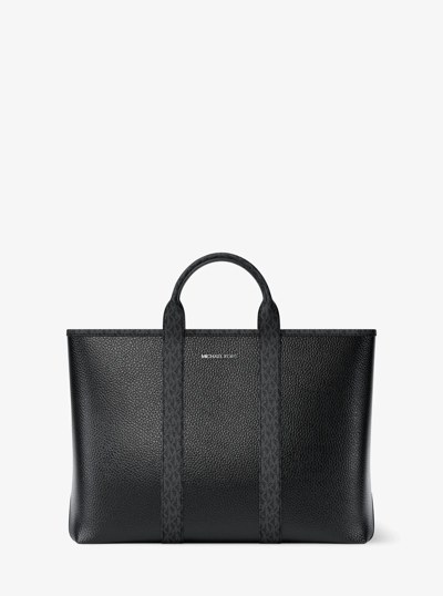 Sac fourre-tout Cooper de taille moyenne en cuir grain&eacute; &agrave; logo Signature in NOIR | Michael Kors
